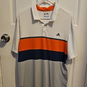Adidas Men's Polo with Orange and Blue Stripes